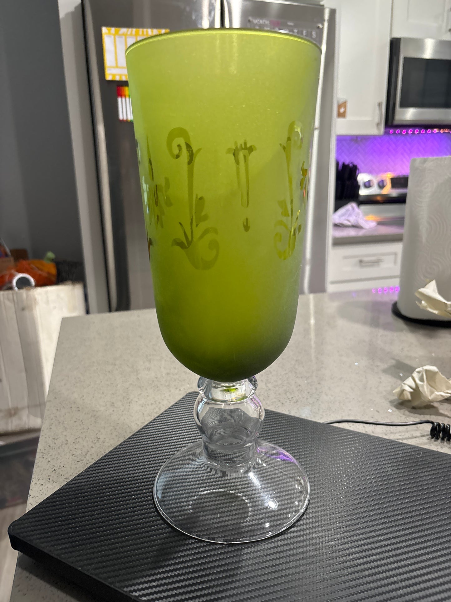 Green goblet glass