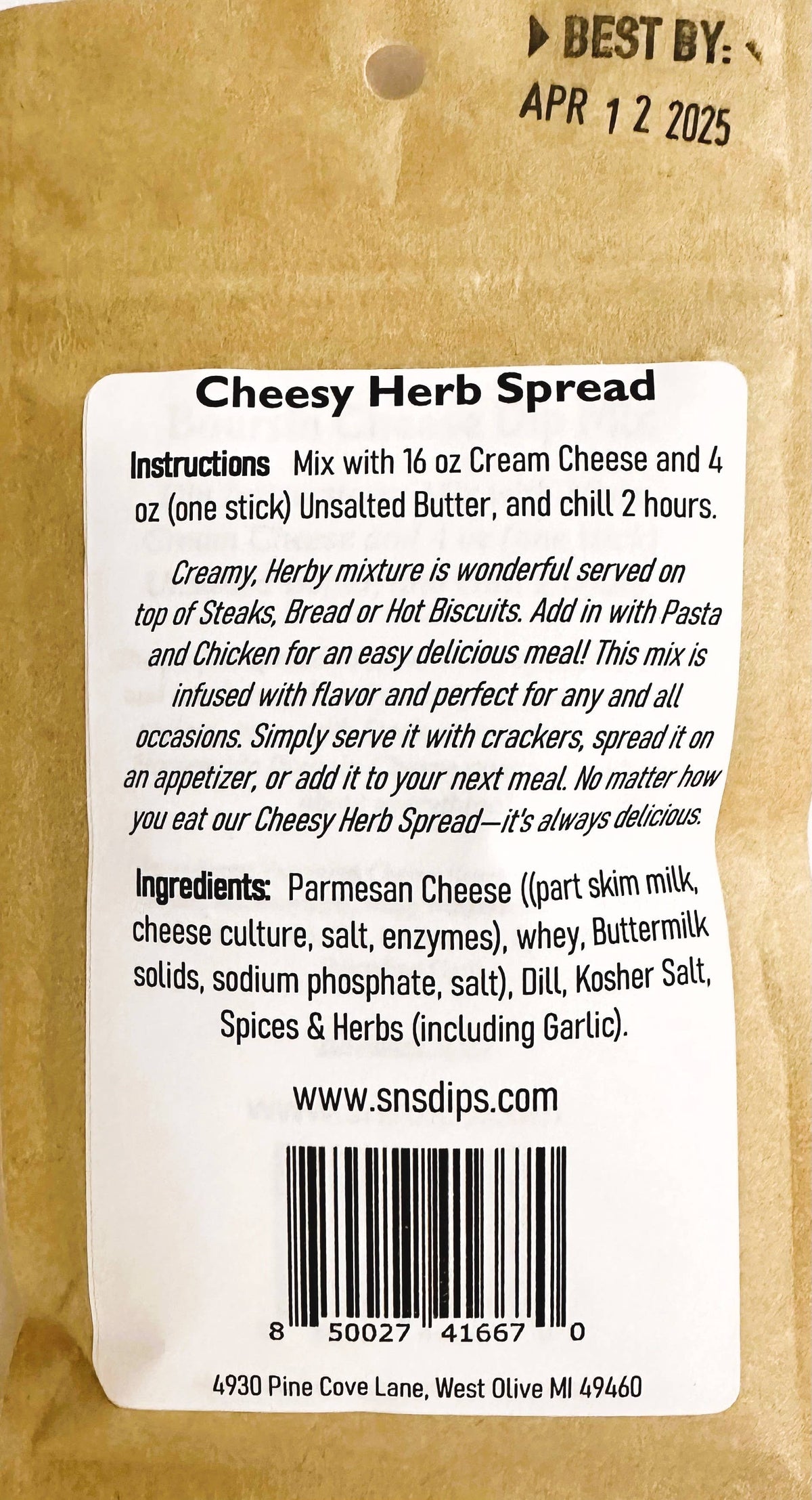 SnS Dips - Cheesy Herb Spread