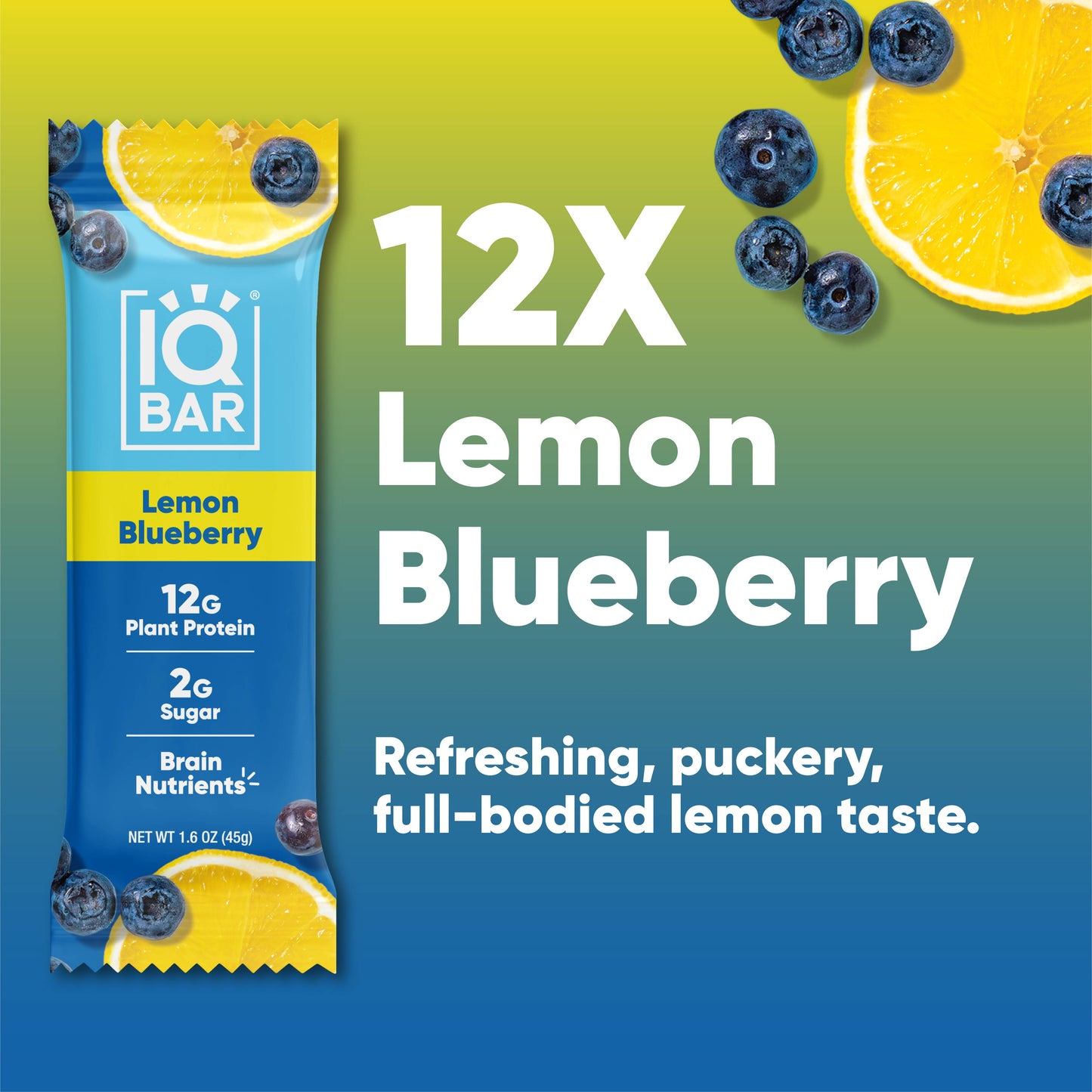 IQBAR Lemon Blueberry | Brain + Body Keto Protein Bars 1 each