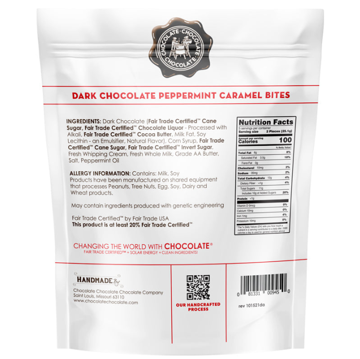 Dark Chocolate Peppermint Caramel Bites 4 OZ