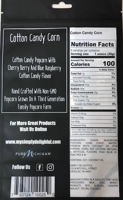 Simply Delightful - Cotton Candy Corn 8 oz