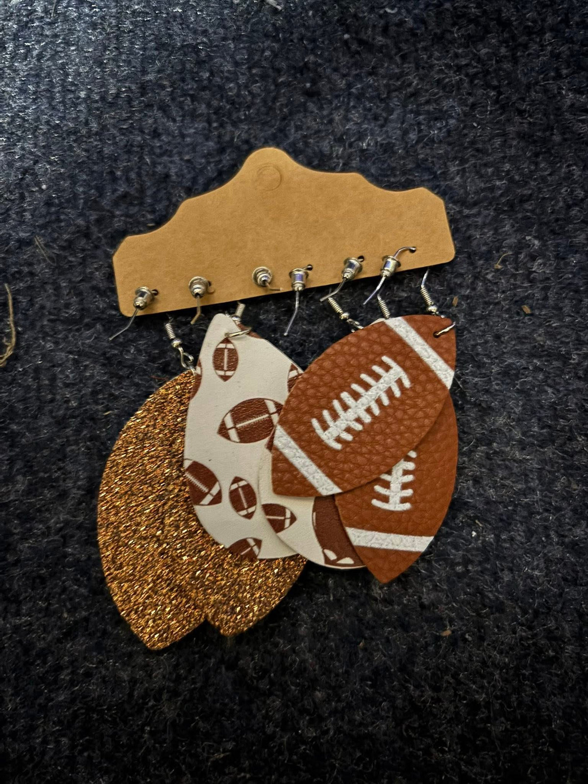 3 pair football earrings