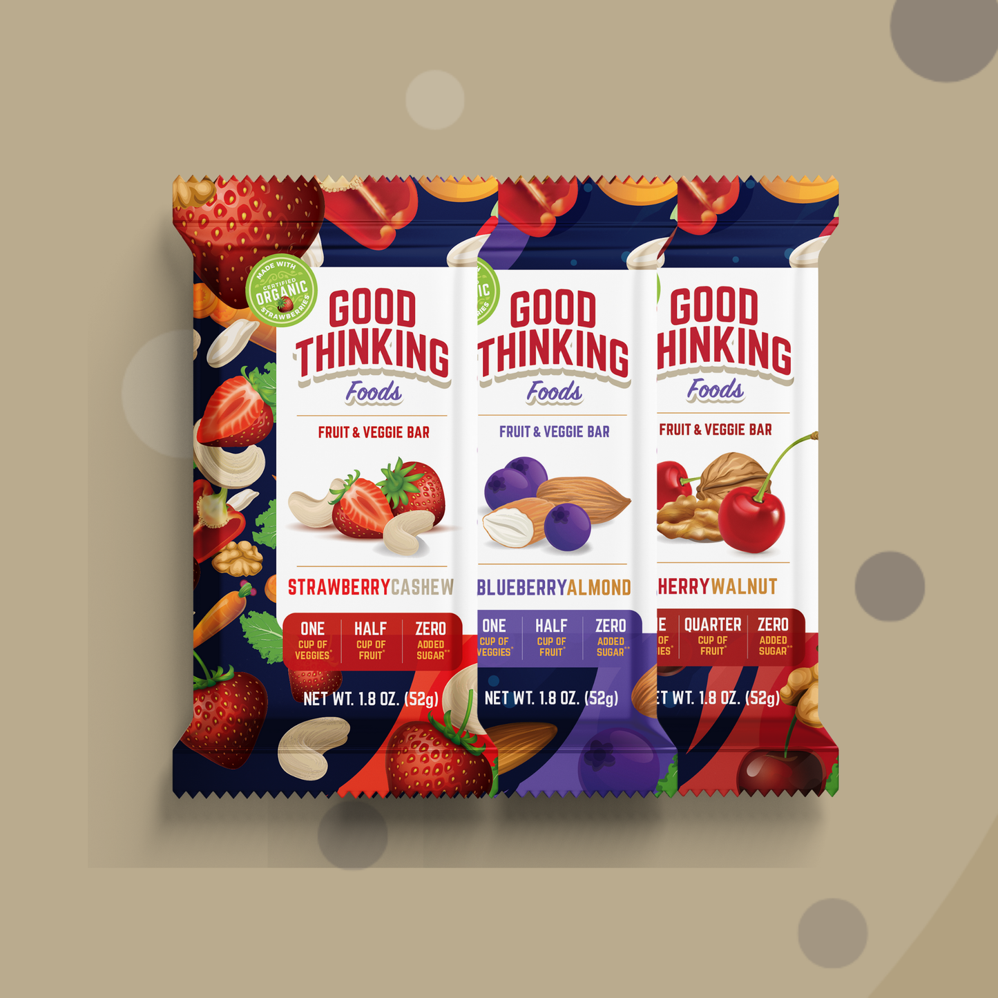 blueberry, strawberry or cherry 1 bar