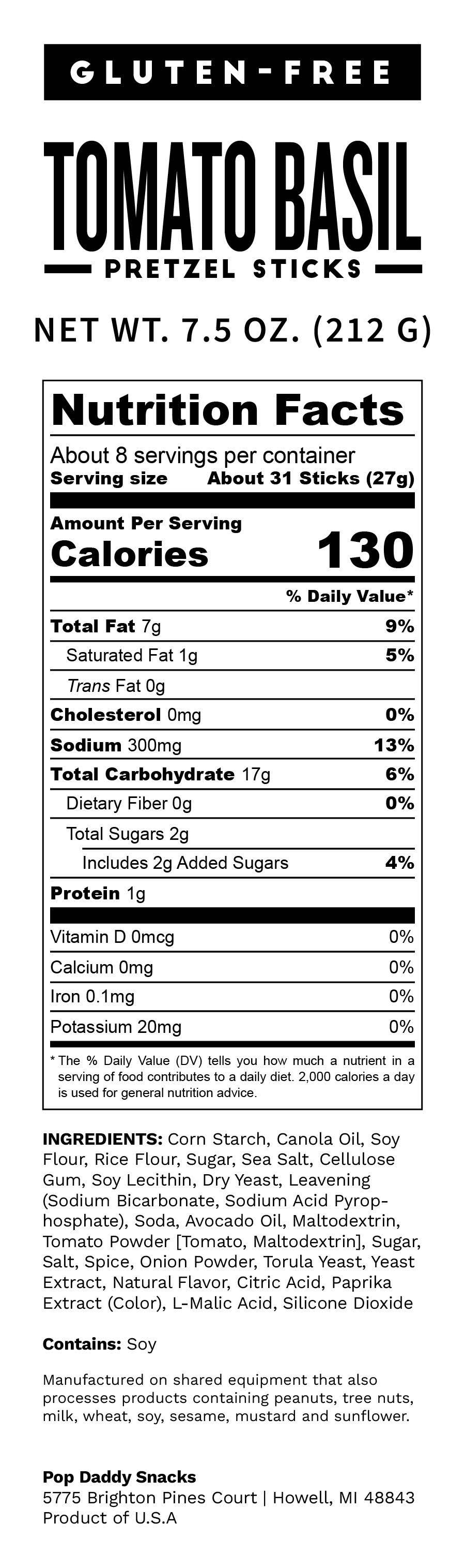 NEW Gluten-Free Tomato Basil Seasoned Pretzels 7.5 oz