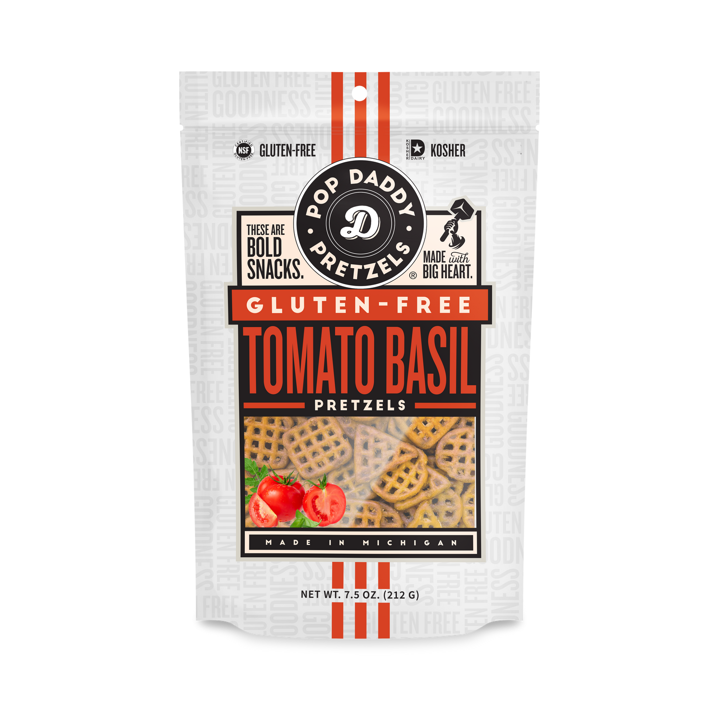 NEW Gluten-Free Tomato Basil Seasoned Pretzels 7.5 oz