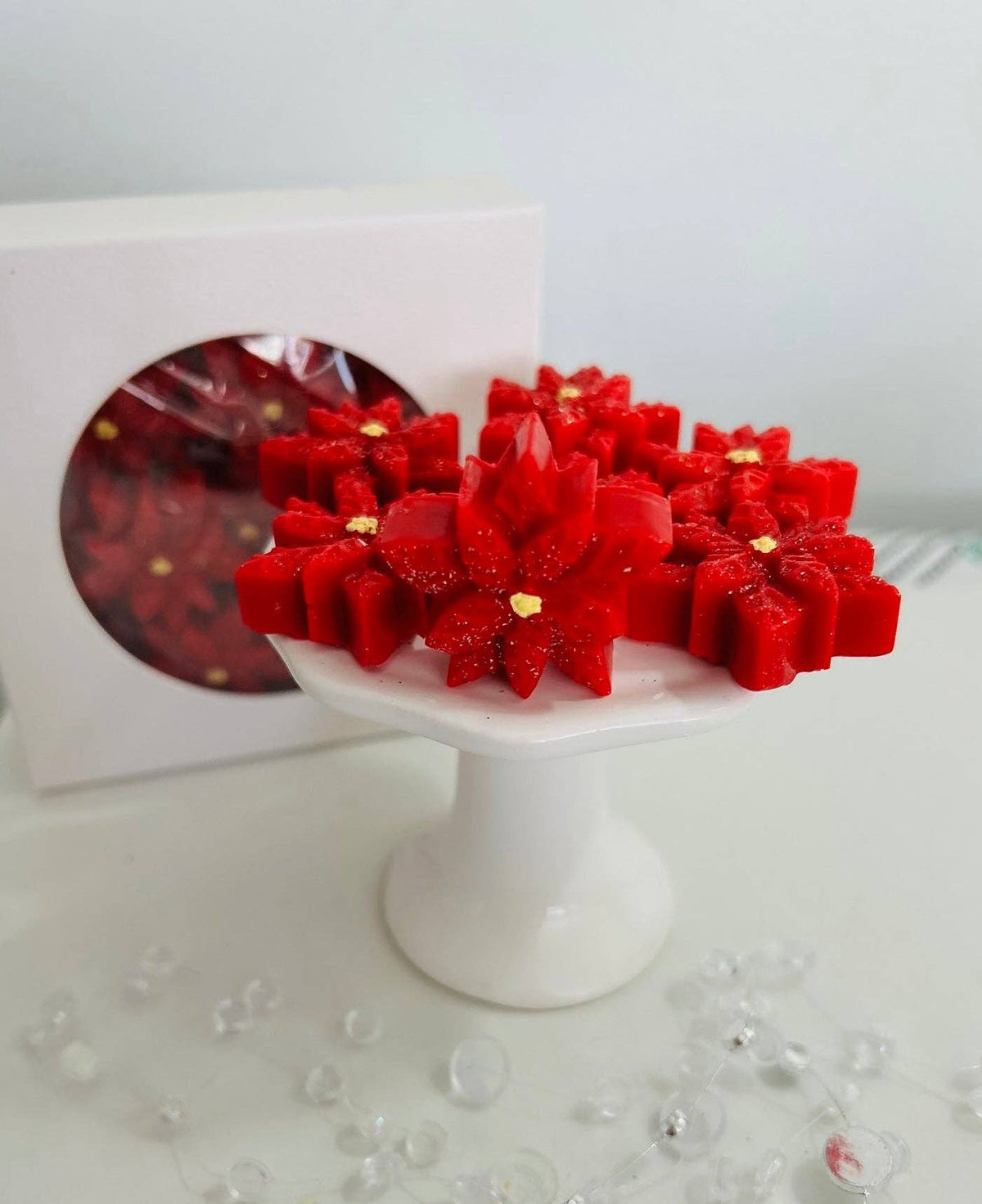 Sugar and Spice Custom Creations - Sparkling Poinsettia Wax Melts: Red