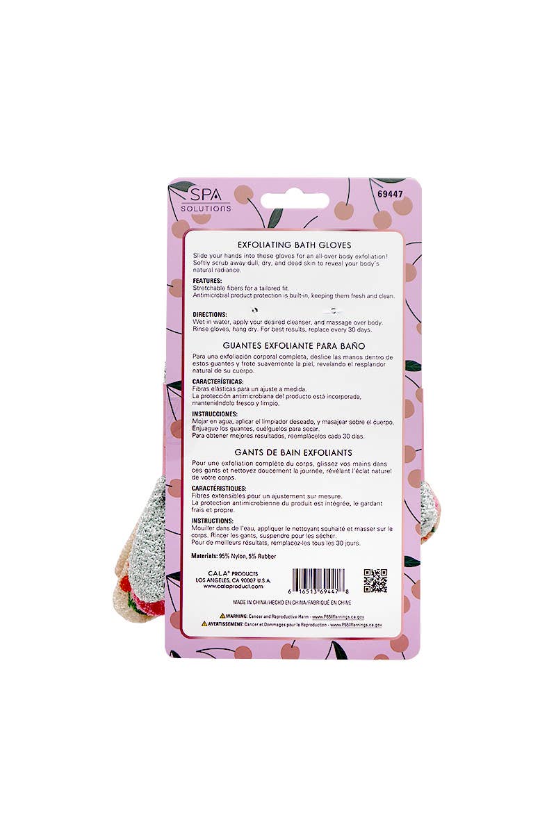 CALA 69447 Sweet Cherry 3 Pairs Bath Gloves Set