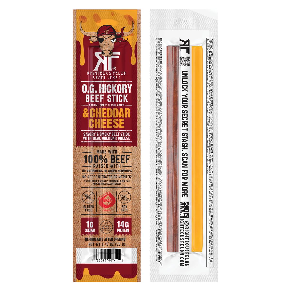Righteous Felon Craft Jerky - Righteous Felon Beef & Cheddar Cheese Stick Combo - 10 Pack