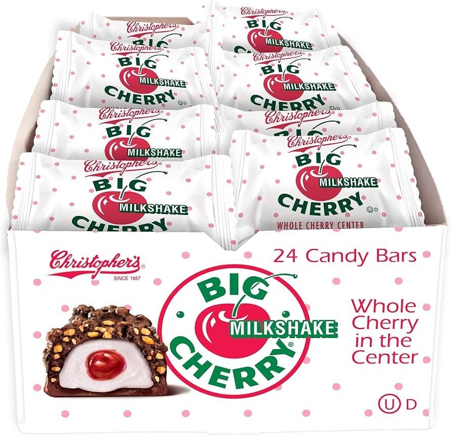 Long Island Candy Factory - Christophers Big Cherry Milkshake Cordial Chocolate Bar 1.75 oz 24 ct