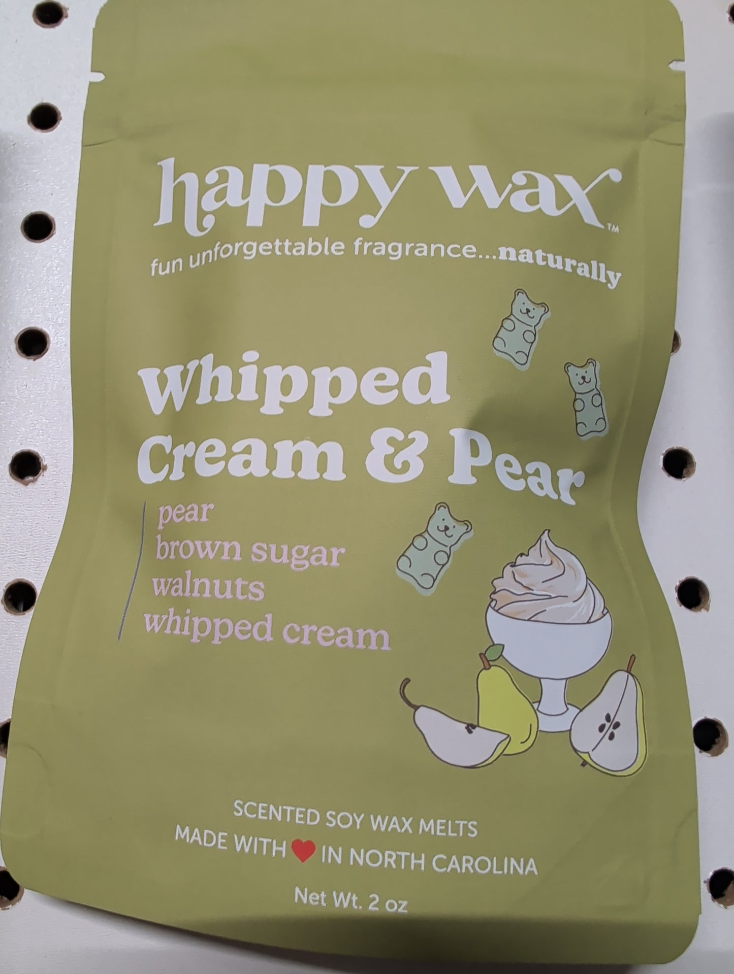 Whipped cream and pear happy wax