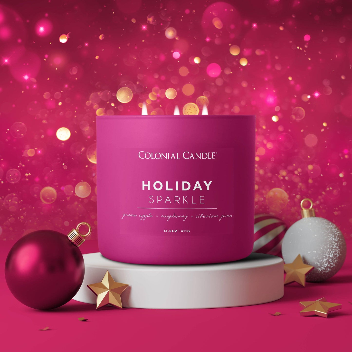 MVP Group International INC - Holiday Sparkle Scented Jar Candle, Soy Blend Wax, 14.5oz