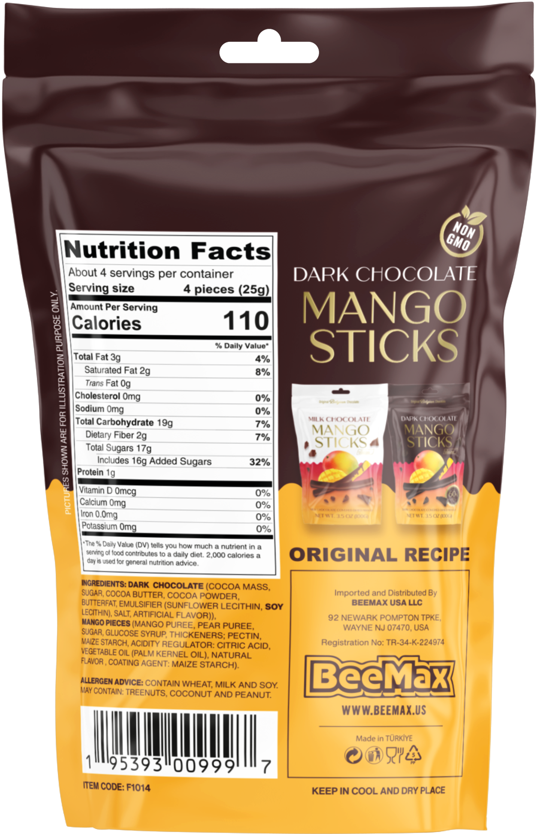 Beemax - Dark Chocolate Covered Dried Mango Sticks