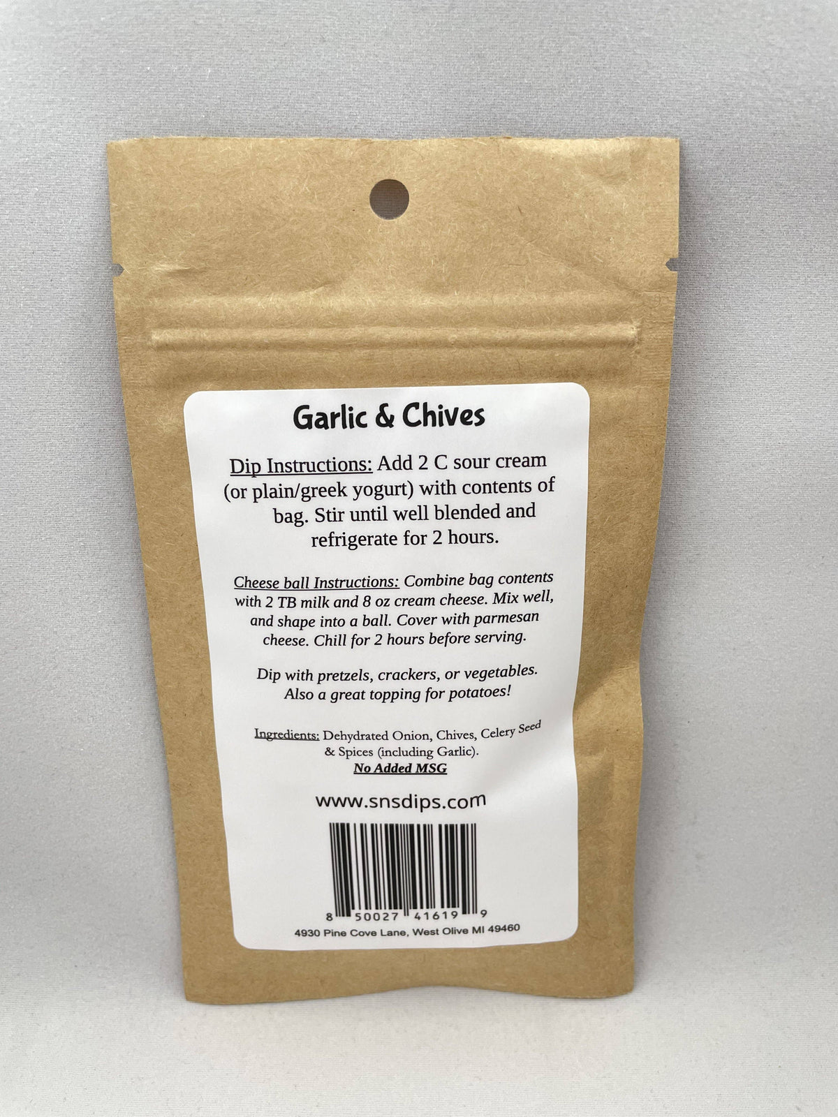 SnS Dips - Garlic & Chive Dip Mix