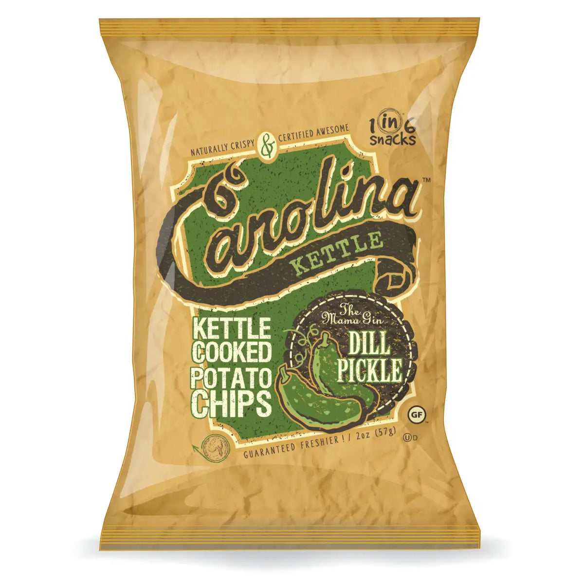 1 in 6 Snacks- Carolina Kettle chips - Dill Pickle Carolina Kettle Chips 5oz
