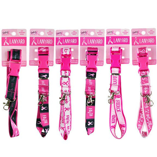 Novelty Closeout - BREAST CANCER AWARENESS PINK LANYARD KEYCHAIN