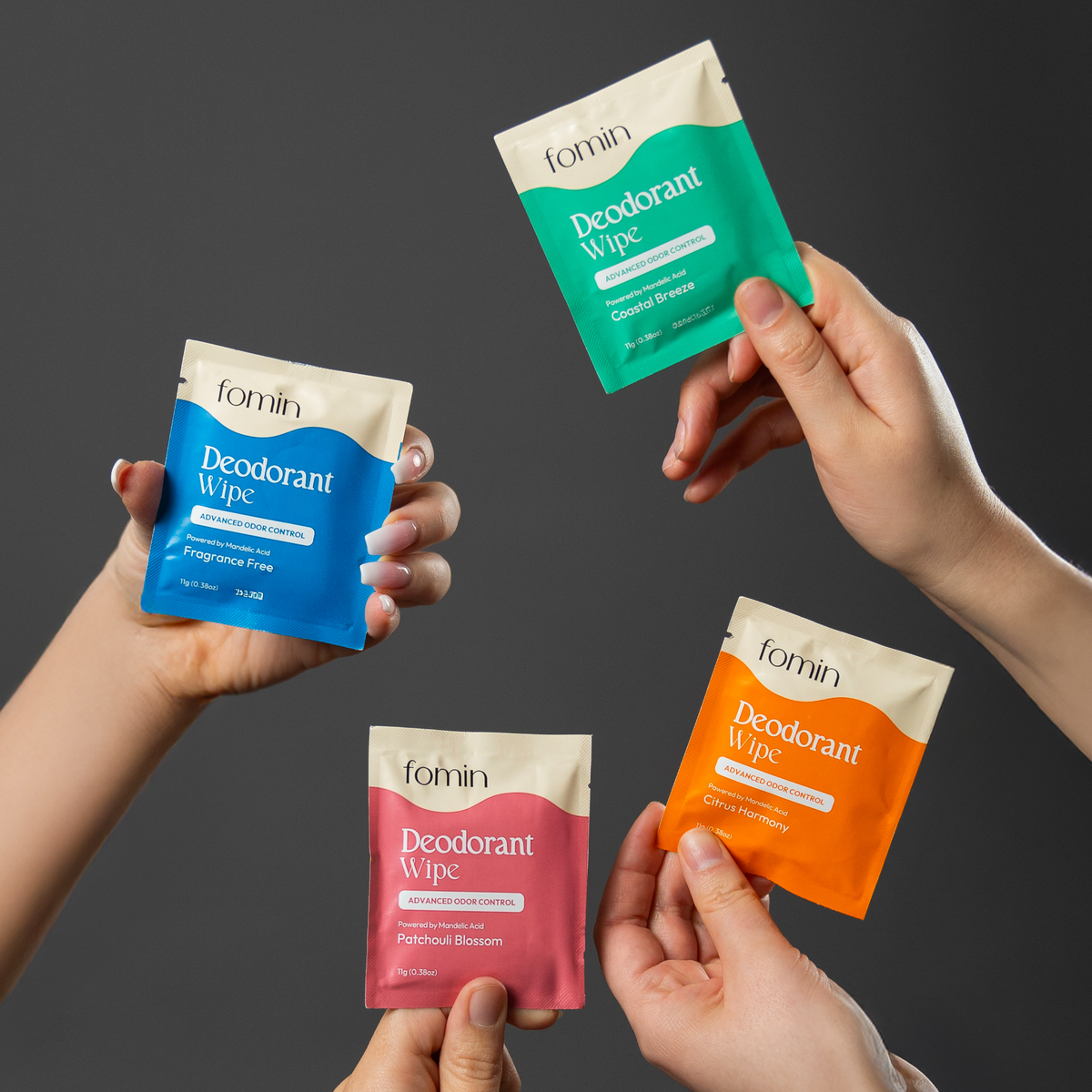 Fomin - Deodorant Wipes — pH-Balanced Odor Control | Fragrance Free: 5 PK / Fragrance Free