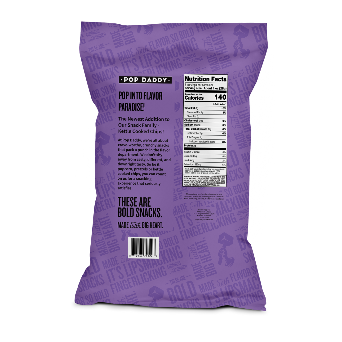 Pop Daddy Snacks - Kettle Cooked Potato Chips - 5oz - Sweet Maui Onion