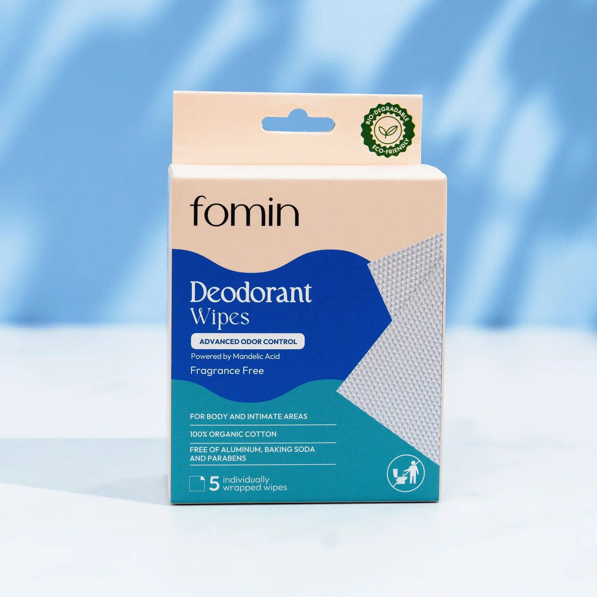Fomin - Deodorant Wipes — pH-Balanced Odor Control | Fragrance Free: 5 PK / Fragrance Free
