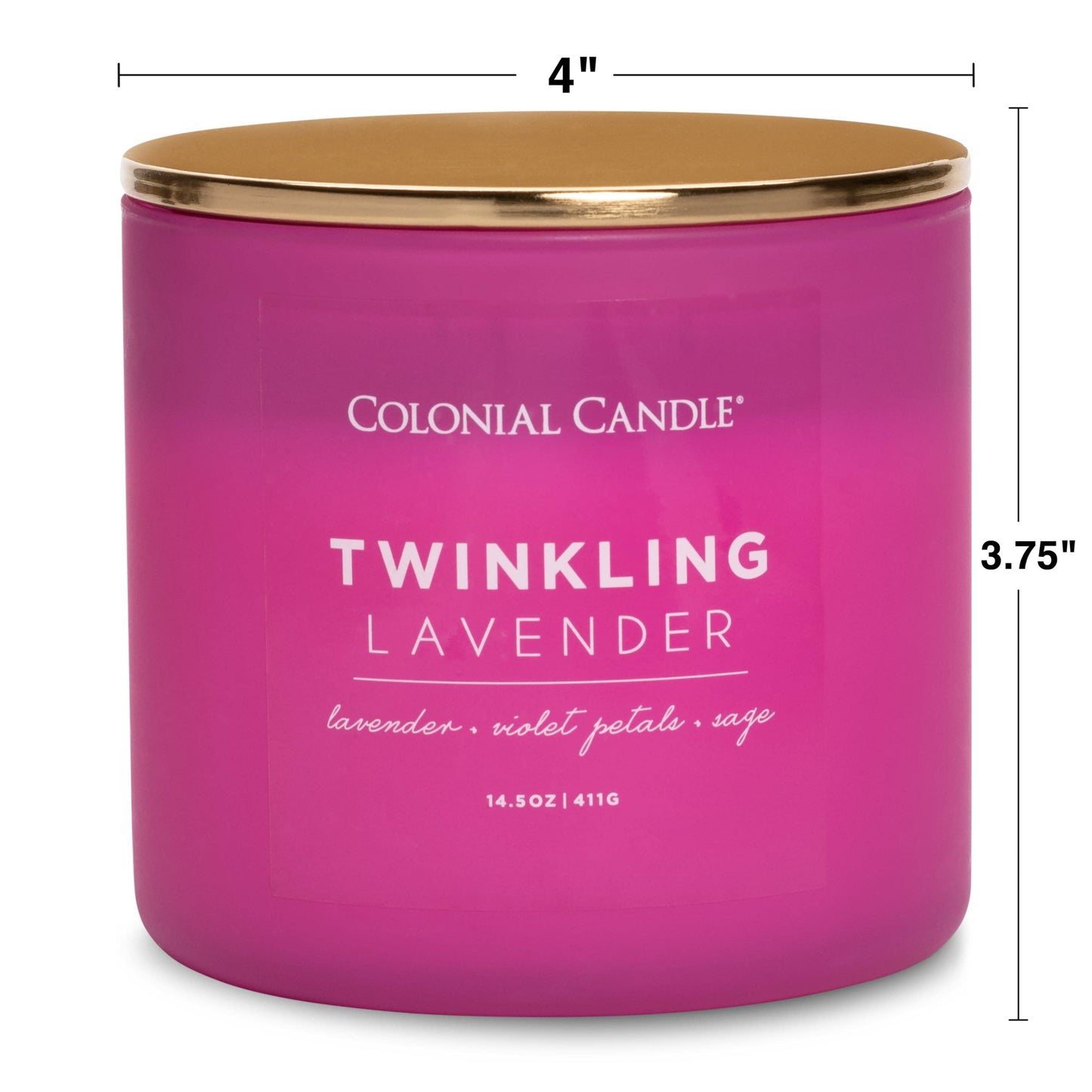 MVP Group International INC - Twinkling Lavender Scented Jar Candle, Soy Blend Wax, 14.5oz