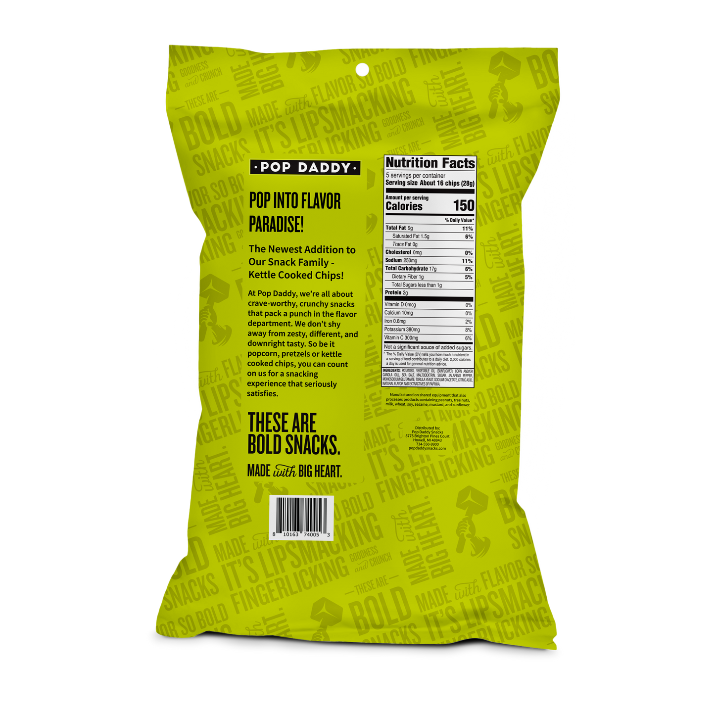 Pop Daddy Snacks - Jalapeño Kettle Cooked Potato Chips 5.0 oz