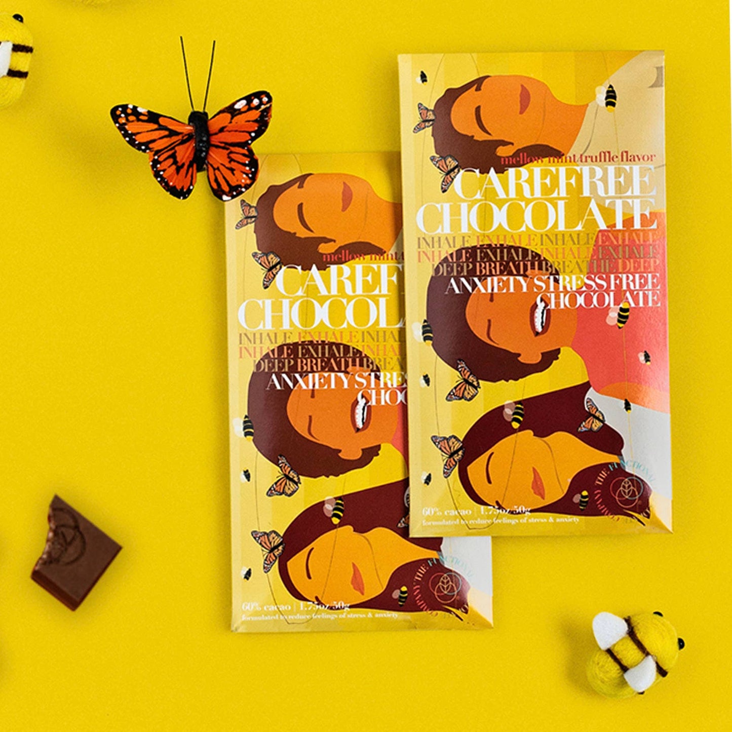The Functional Chocolate Company - Carefree Chocolate - Stress & Anxiety Formula - Mellow Mint