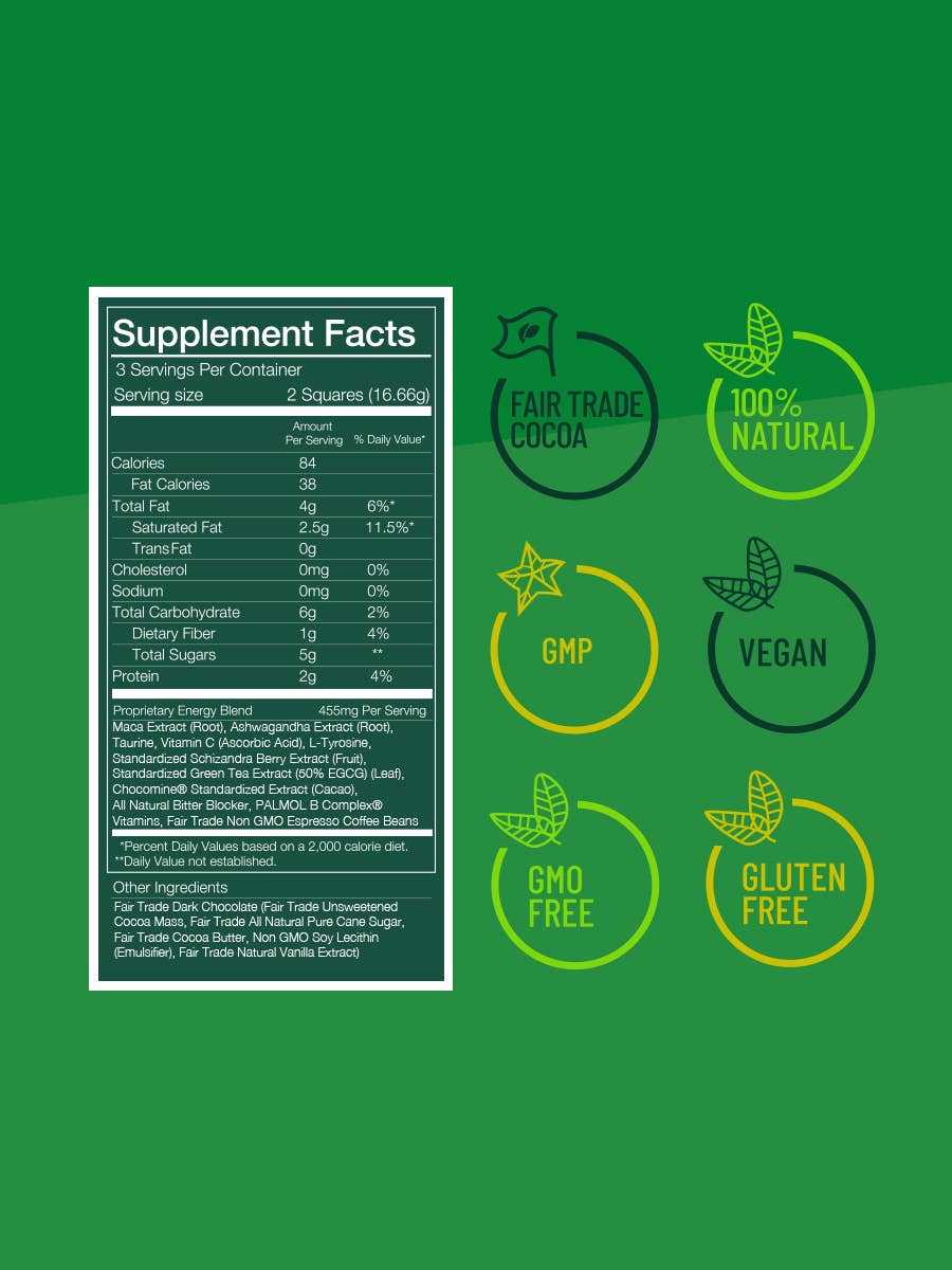 The Functional Chocolate Company - Energy Chocolate - Energy Formula - Espresso Flavor