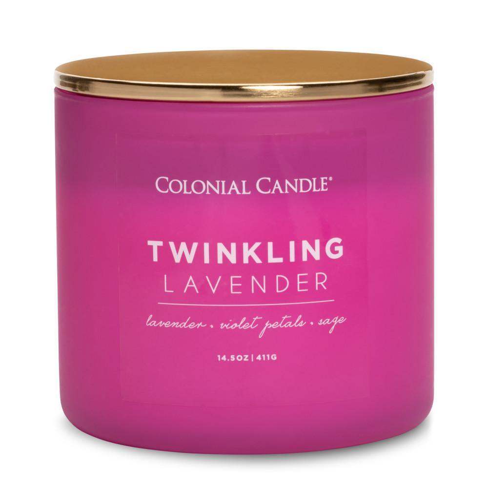 MVP Group International INC - Twinkling Lavender Scented Jar Candle, Soy Blend Wax, 14.5oz