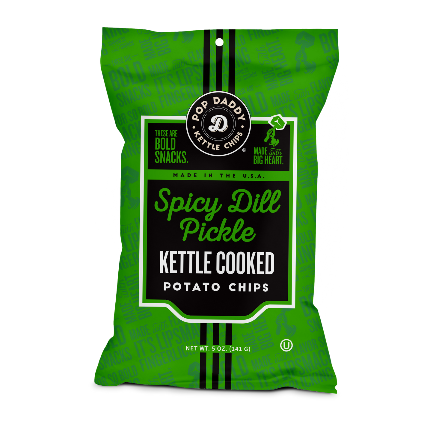 Pop Daddy Snacks - Spicy Dill Pickle Kettle Cooked Potato Chips 5.0 oz