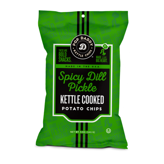 Pop Daddy Snacks - Spicy Dill Pickle Kettle Cooked Potato Chips 5.0 oz