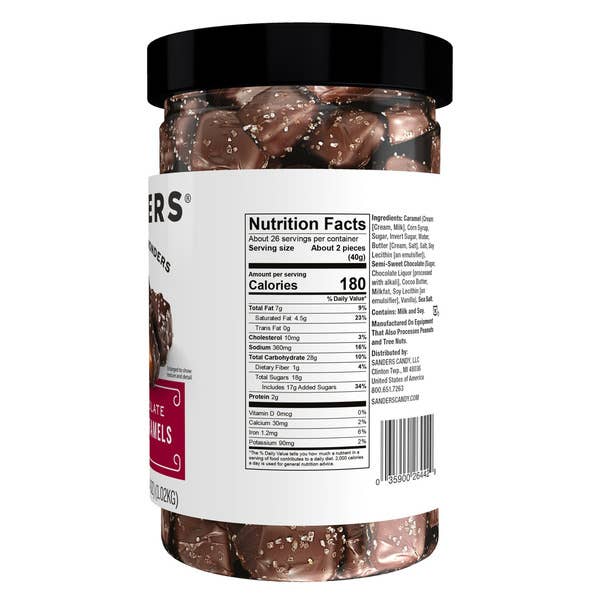 Pistest - Sanders Dark Chocolate Sea Salt Caramels, 36 oz