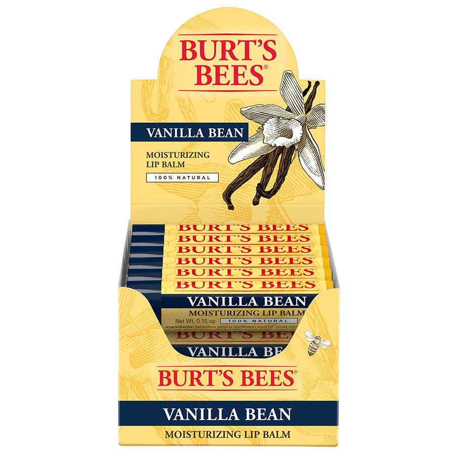 Burt's Bees - Vanilla Bean Lip Balm Display With Beeswax, 12 Count