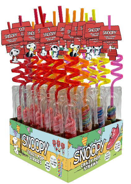 Grandpa Joe's Candy Shop - Snoopy Crazy Pop Straws w/shoe charm, 30ct