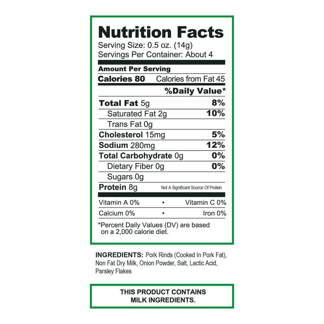 Onion & Sour Cream Pork Rinds  1.75oz Bag