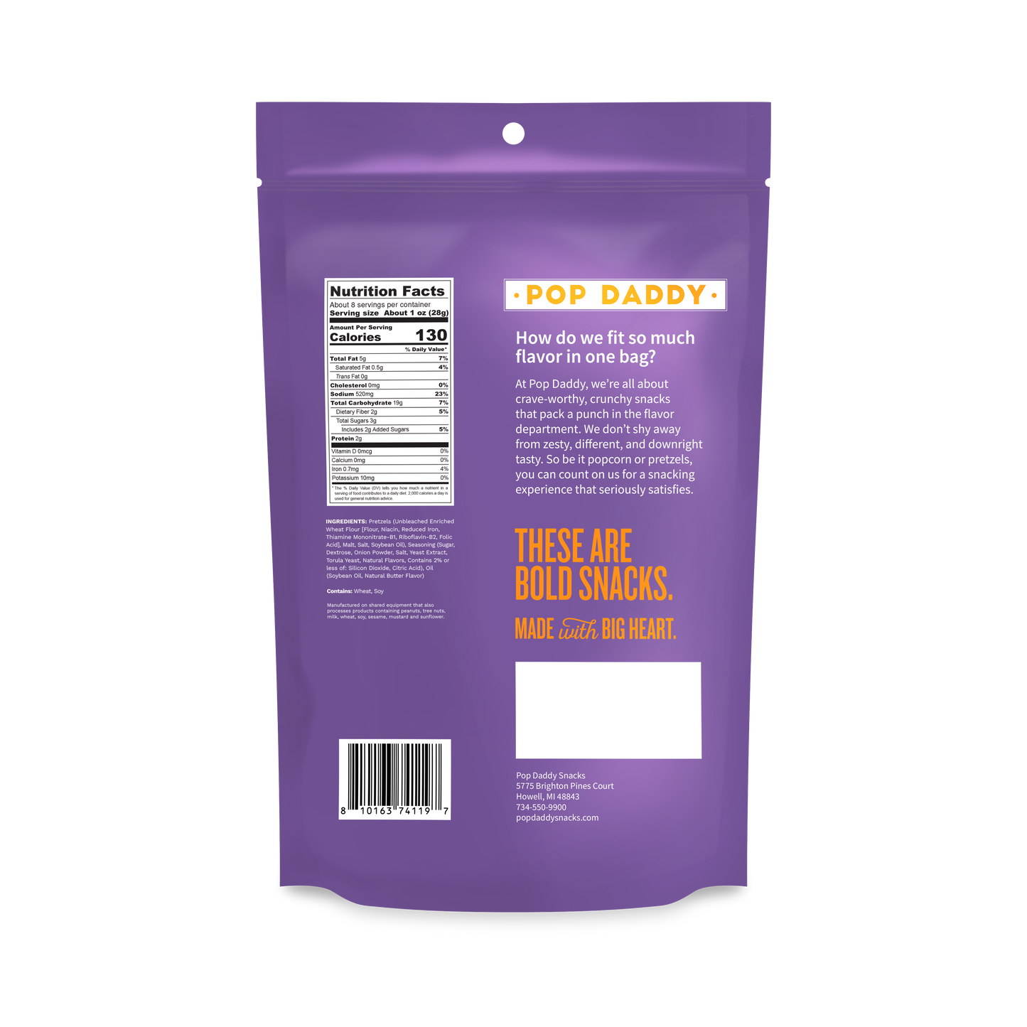 Pop Daddy Snacks - Seasoned Pretzels - 7.5oz - Sweet Maui Onion
