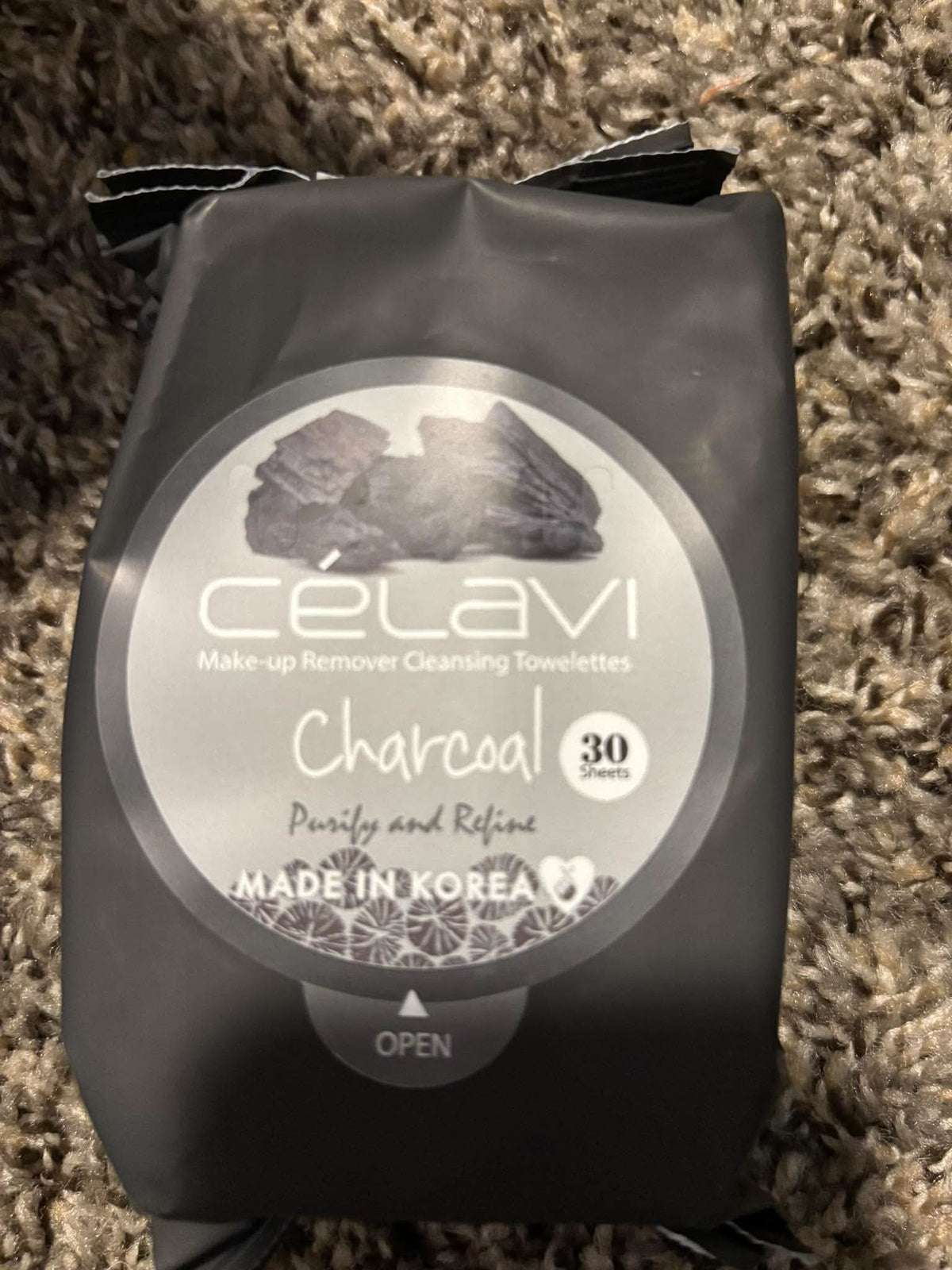 Black charcoal face wipes
