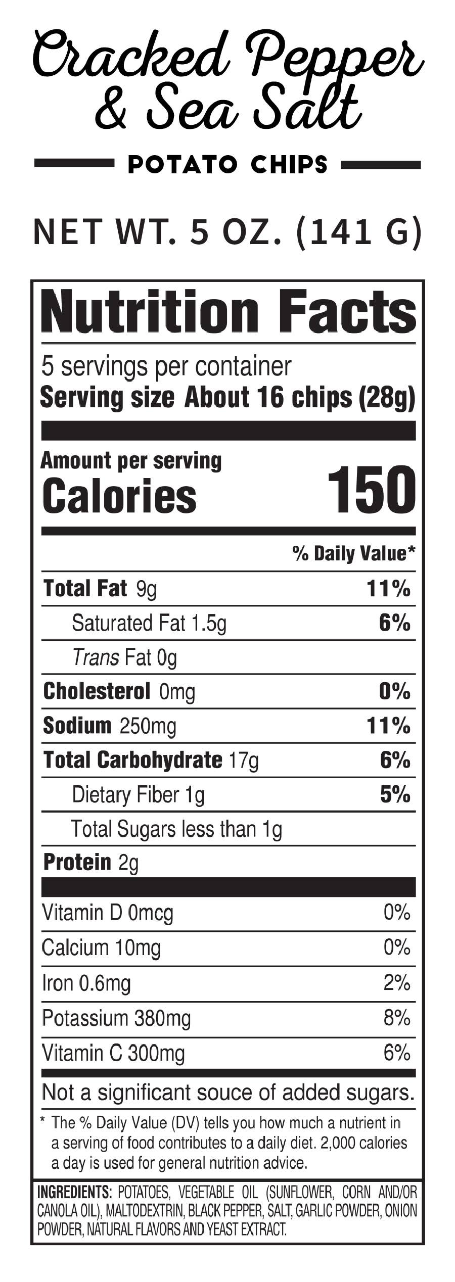 Pop Daddy Snacks - Cracked Pepper and Sea Salt Kettle Cooked Potato Chips 5oz