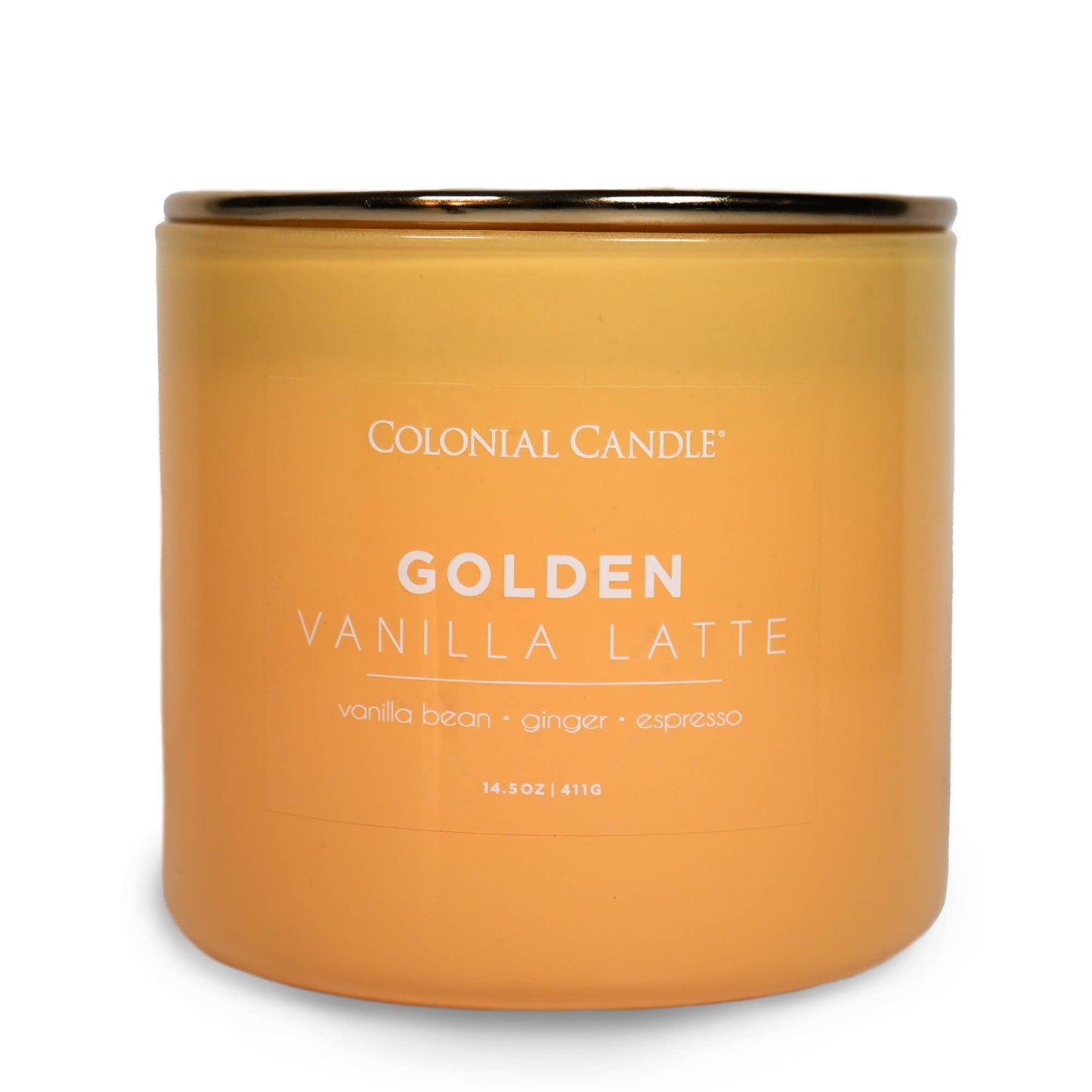 MVP Group International INC - Golden Vanilla Latte Scented Candle, Soy Blend Wax, 14.5oz
