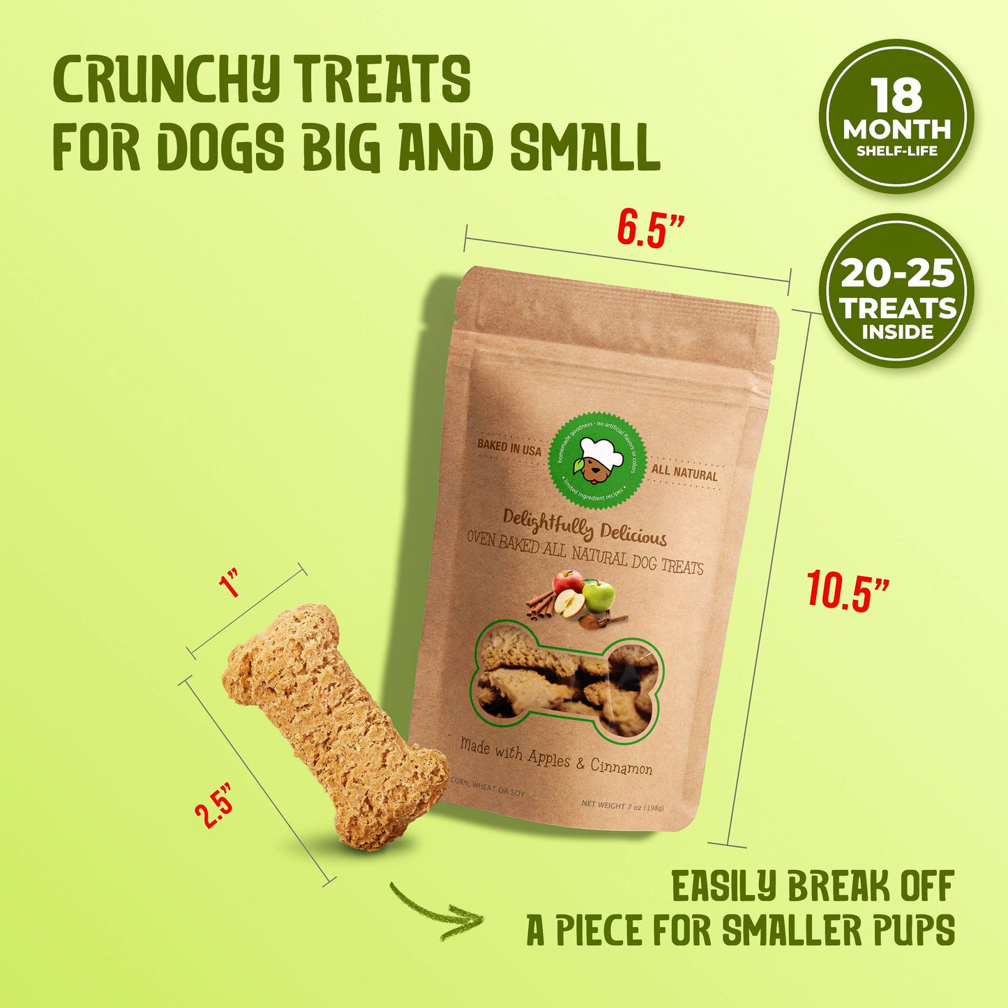 Apple Cinnamon Dog Treats | Pet Treats | Dog Treat Bag