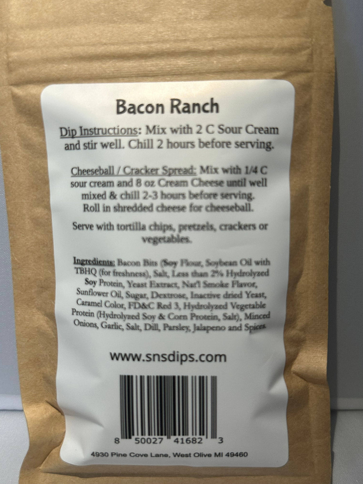 SnS Dips - Bacon Ranch Dip Mix