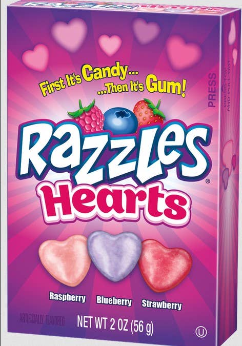 Grandpa Joe's Candy Shop - Razzles Valentine Assorted Hearts Boxes, 2oz, 24ct