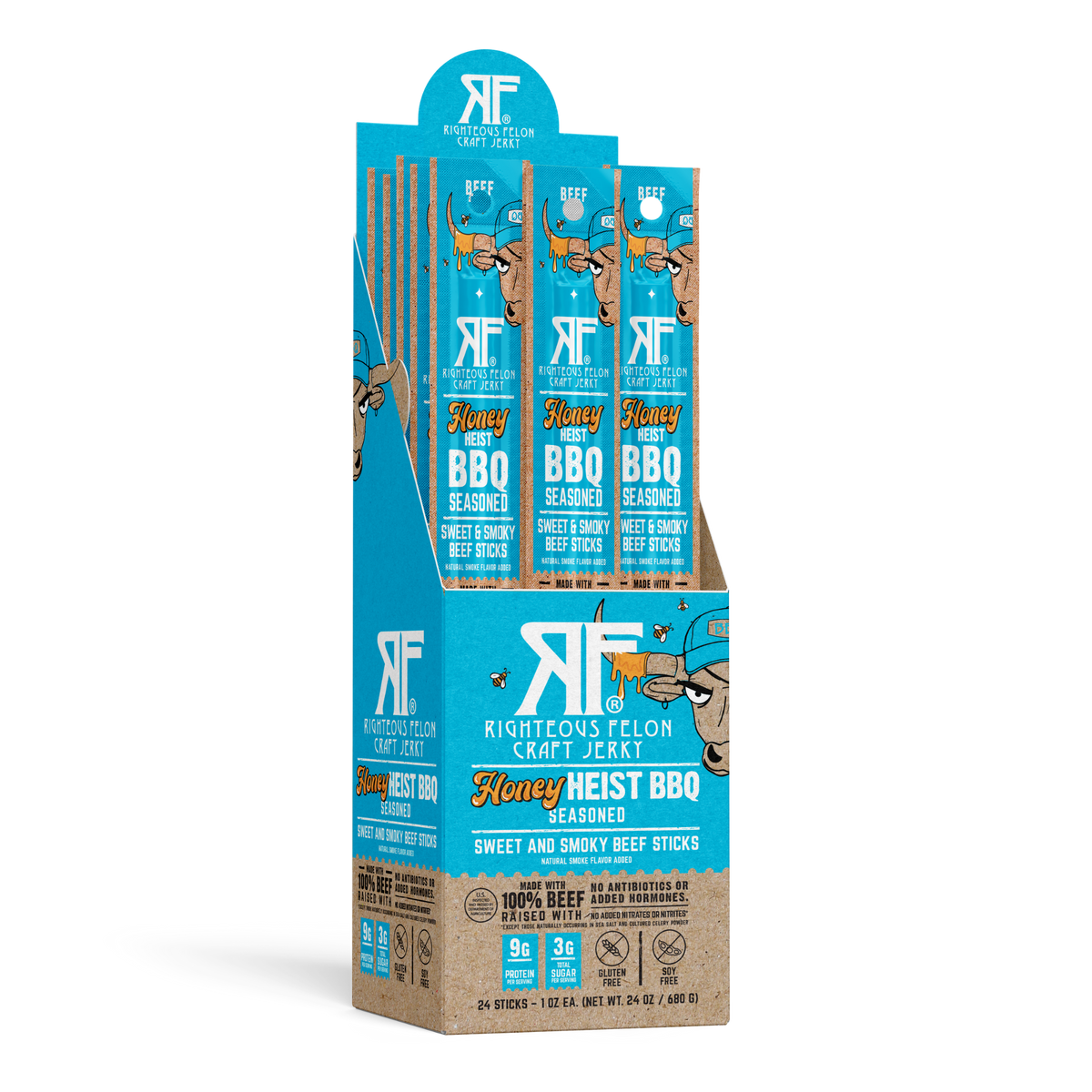 Righteous Felon Craft Jerky - Righteous Felon Honey Heist BBQ Beef Stick 1oz