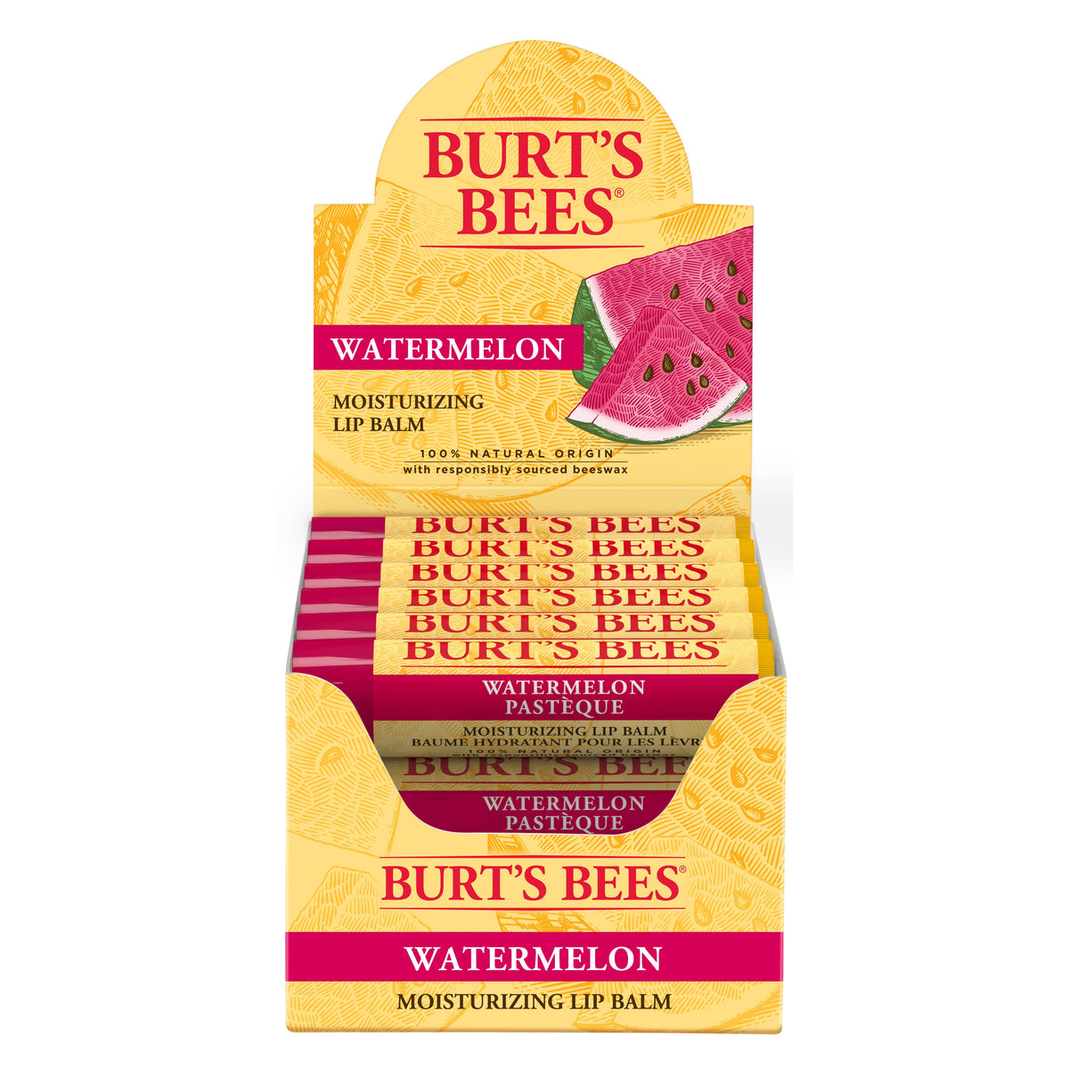 Burt's Bees - Watermelon Lip Balms With Beeswax, 12 Count Display