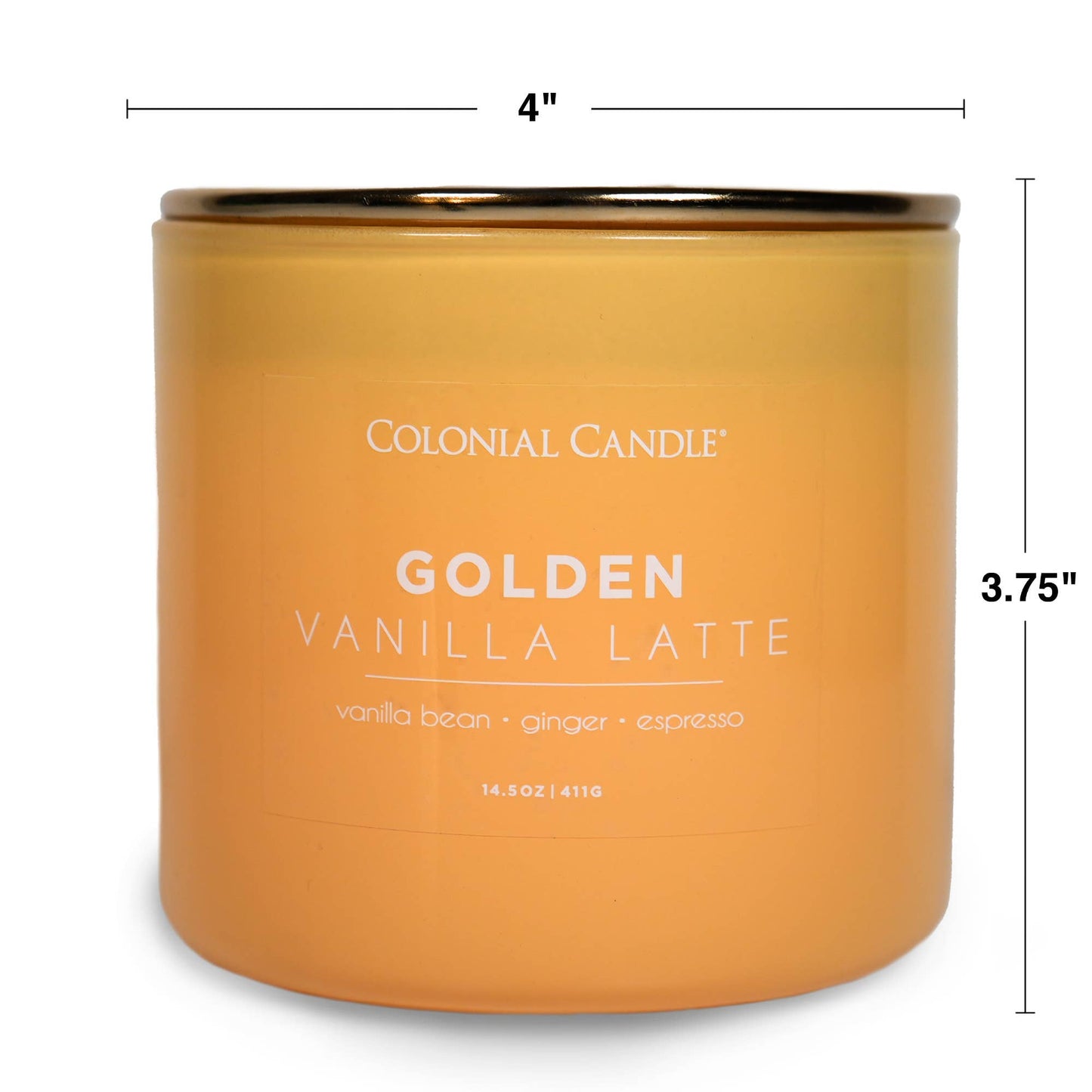 MVP Group International INC - Golden Vanilla Latte Scented Candle, Soy Blend Wax, 14.5oz