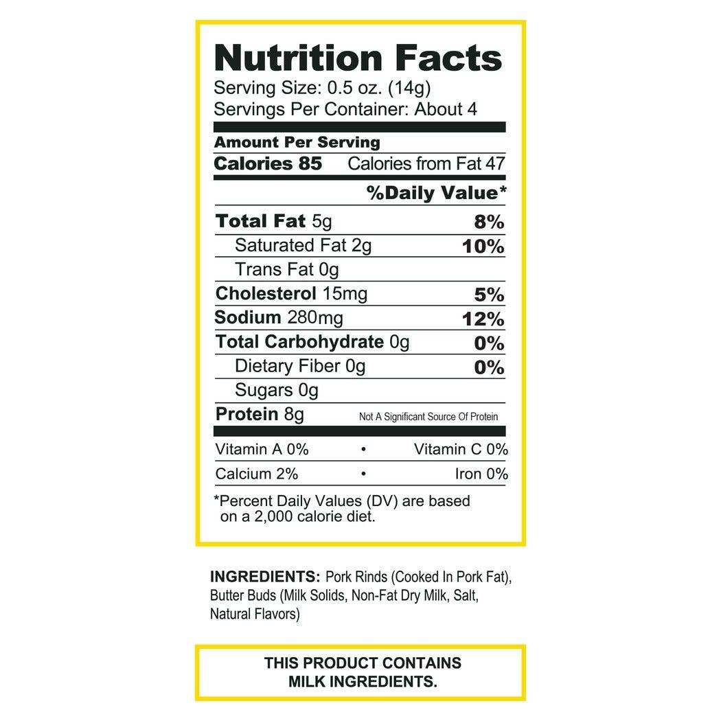 Salted Butter Pork Rinds  1.75oz Bag