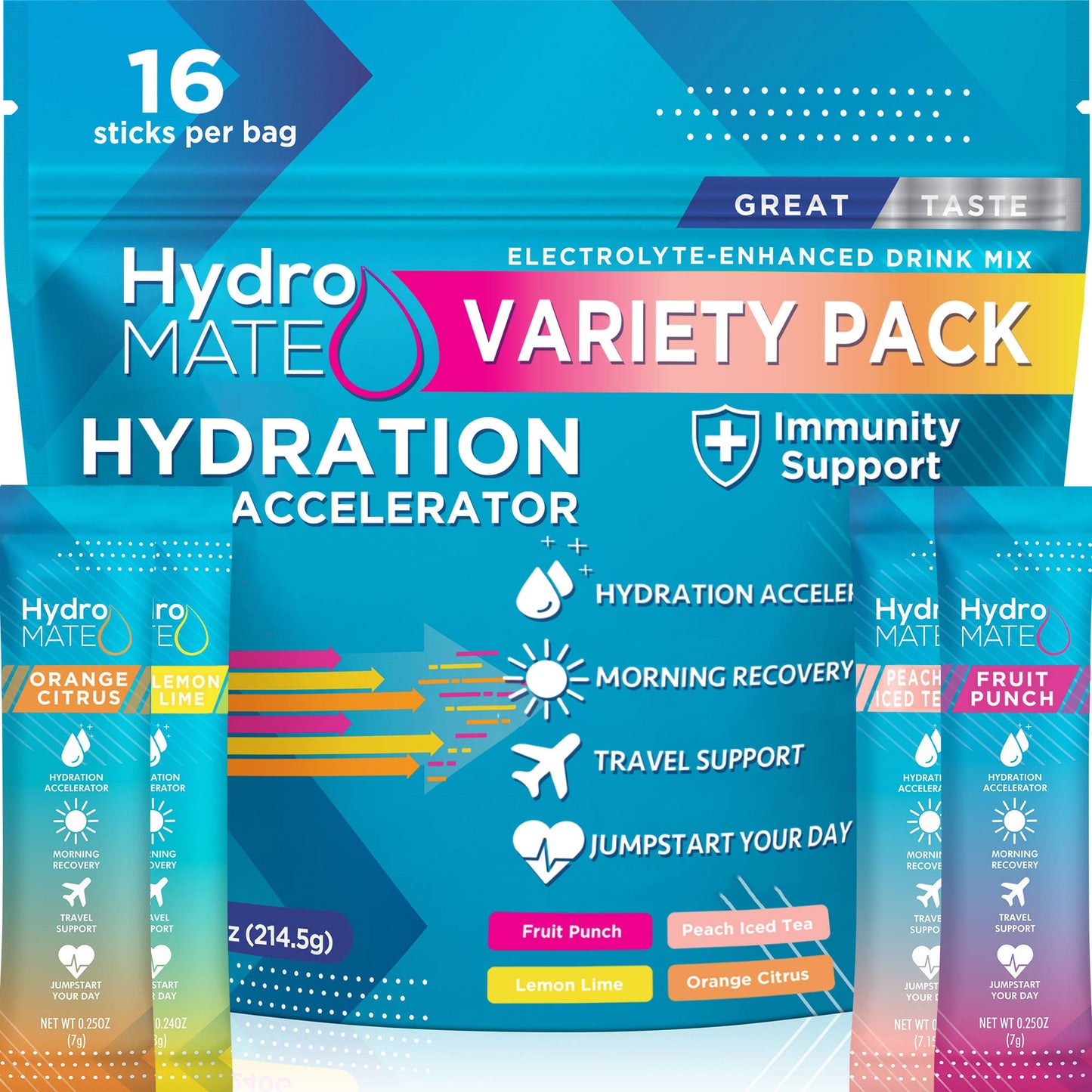 HydroMate - HydroMATE Electrolyte Powder Variety Pack (16 Sticks)