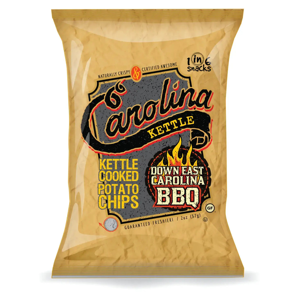1 in 6 Snacks- Carolina Kettle chips - BBQ Carolina Kettle Chips 5 oz
