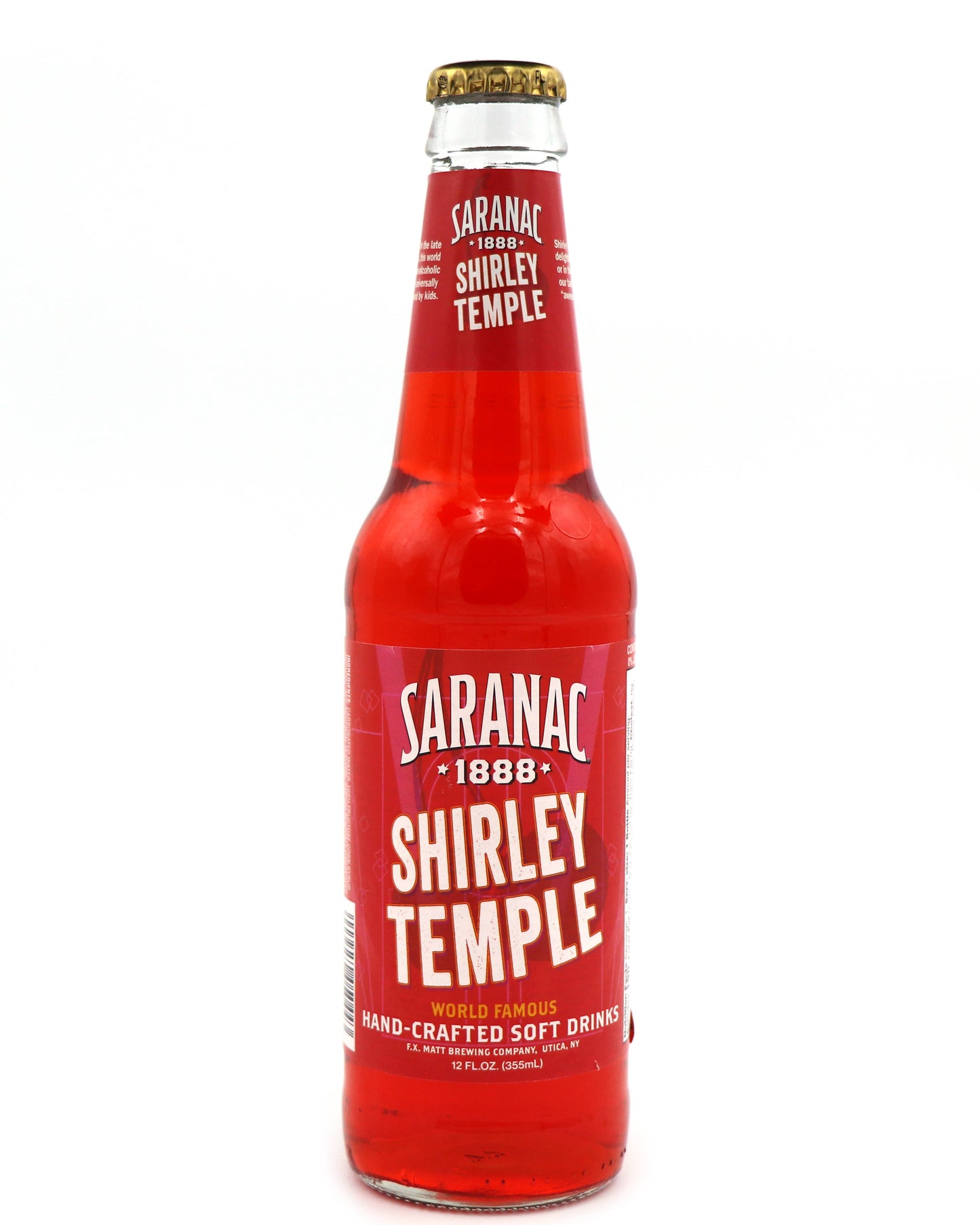 Grandpa Joe's Candy Shop - Saranac Shirley Temple Soda, 12oz Glass Bottle 12ct