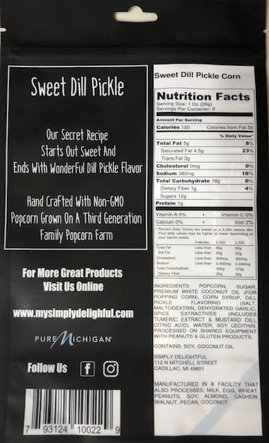 Simply Delightful - Sweet Dill Pickle Popcorn 8 oz
