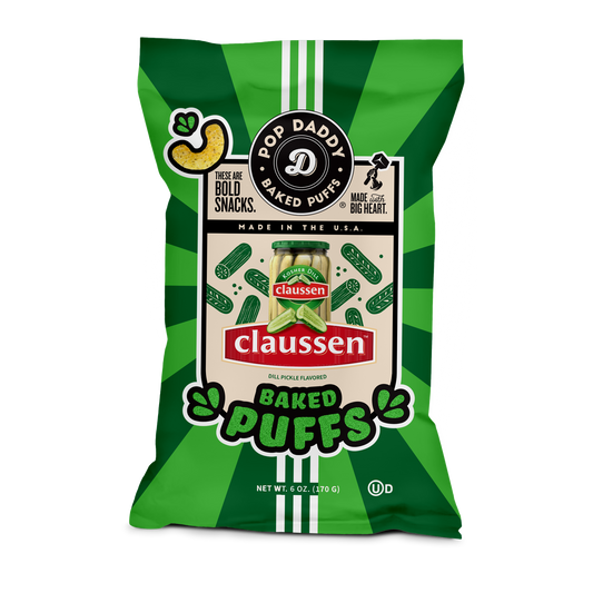 Pop Daddy Snacks - Flavored Baked Puffs - 6oz - Claussen Dill Pickle