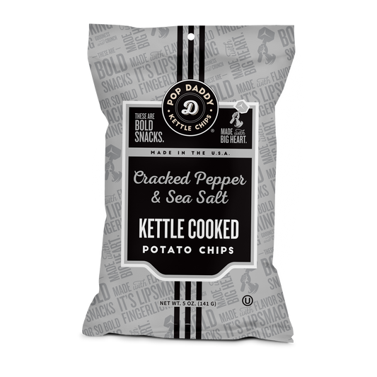 Pop Daddy Snacks - Cracked Pepper and Sea Salt Kettle Cooked Potato Chips 5oz